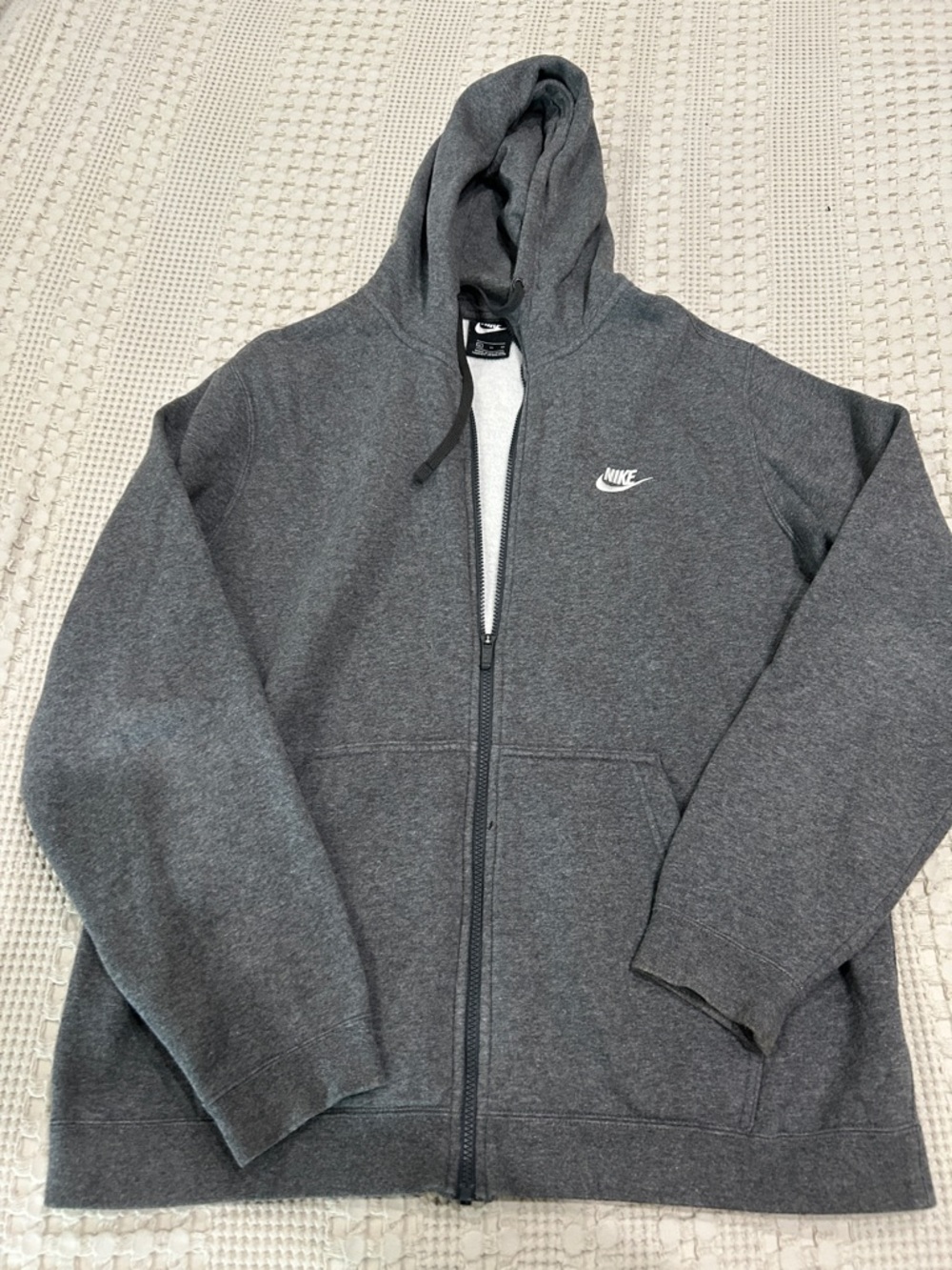 Nike Gray Zip Hoodie with White Swoosh